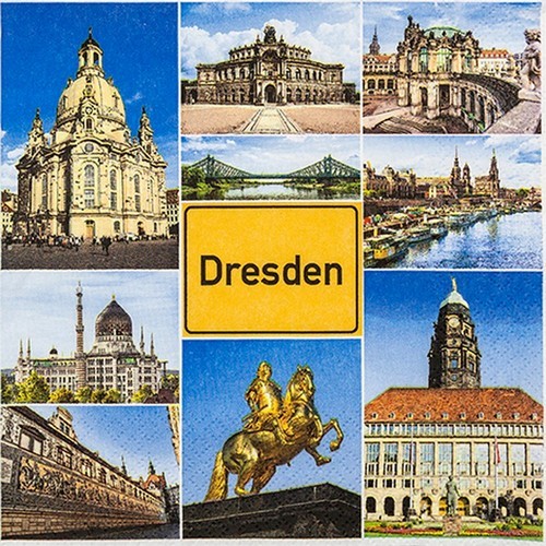 20 Servietten Dresden Sights - Dresden im Postkarten-Stil 33x33cm