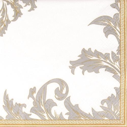 20 Servietten Luxury gold/silver - Ornamente edel gold/silber 33x33cm