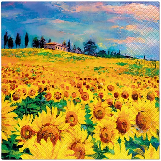 20 Servietten Painted Sunflowers - Riesiges Sonnenblumenfeld 33x33cm