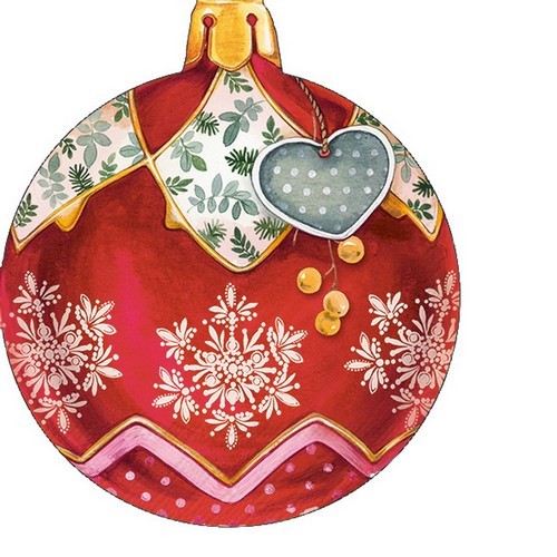 12 Servietten gestanzt Christmas Bauble - Weihnachtskugel rot 33x33cm