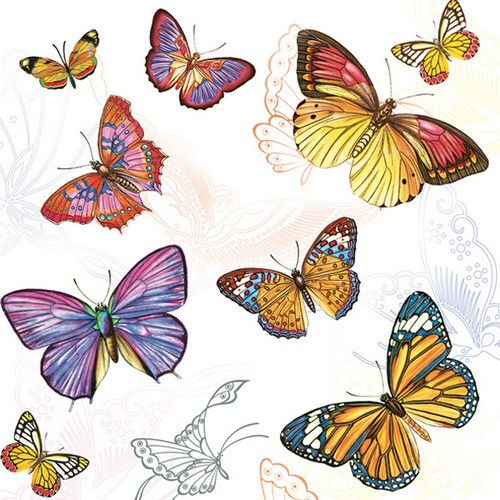 Daisy Servietten Butterfly Wallpaper 33x33cm