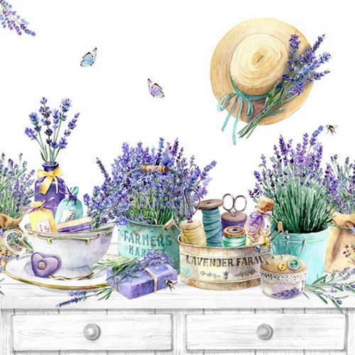 20 napkins Lavender Farm in Provence - Collection of lavender 33x33cm