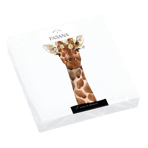 20 Servietten Mr Africa - Giraffe mit Blumenschmuck 33x33cm