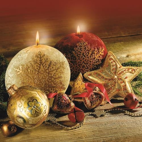 20 Servietten Round Christmas Candles – Runde Kerzen an Deko 33x33cm