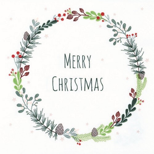 20 napkins Lucia: Merry Christmas - Merry Christmas in wreath 33x33cm