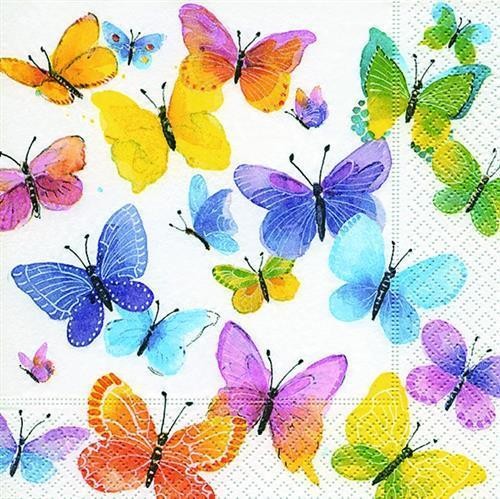 20 Napkins Flying Colours - Everywhere colorful butterflies 33x33cm