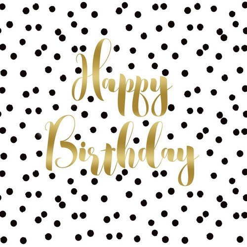 20 Servietten Birthday Confetti - Happy Birthday mit schwarzen Punkten 33x33cm