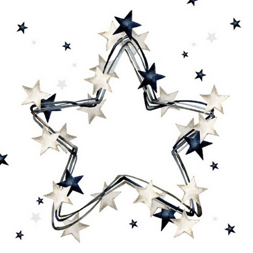 20 Servietten Nordisk Stjärna - Sterne an großem Stern 33x33cm