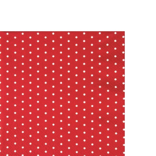 20 kleine Cocktailservietten Mini Dots red/white - Mini-Punkte rot/weiß 25x25cm