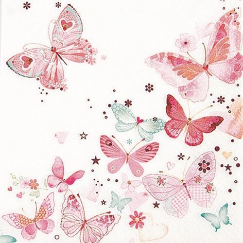 20 Servietten Lovely Butterflies - Reizende Schmetterlinge 33x33cm