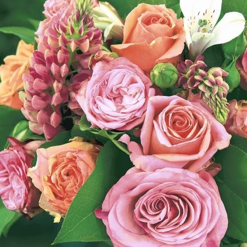 20 Servietten Romantic Flowers - Rosen im romantischen Strauß 33x33cm