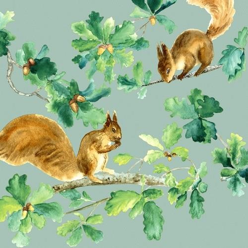 20 Servietten Squirrels - Eichhörnchen auf Blätter 33x33cm