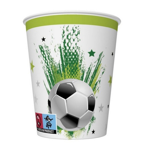 8 Pappbecher Football with Stars - Fußball mit Sterne 0,25l, Ø5,5-8cm, H9cm