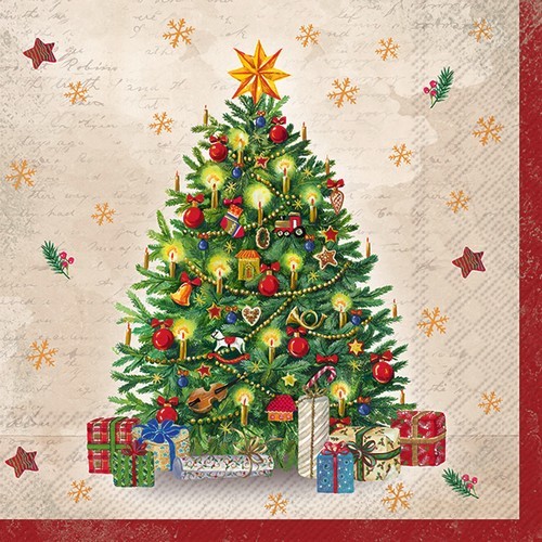 20 Servietten Festive Tree - Glanzvoller Weihnachtsbaum 33x33cm