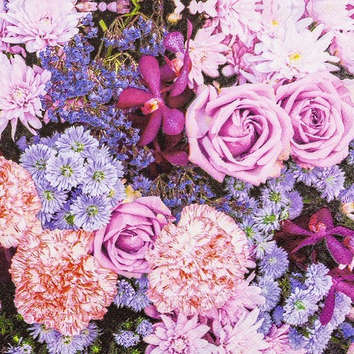 20 Servietten Lilac Flowers - Blumen in rosa und flieder 33x33cm