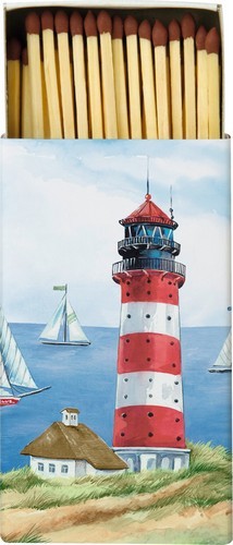 Kaminhölzer 45er Box Seelust - Leuchtturm überragt das Meer 11x6,3cm