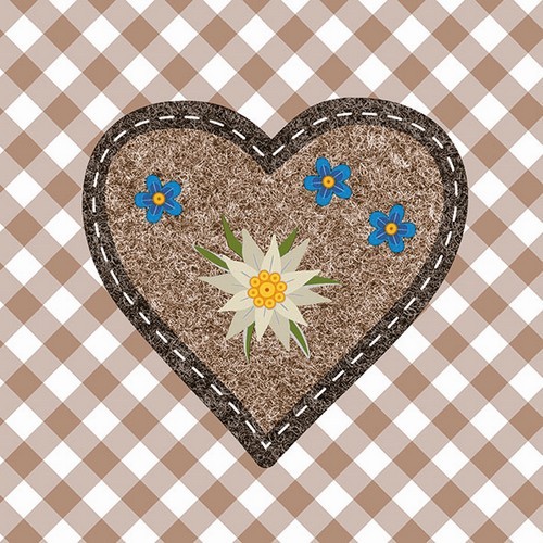 20 Servietten Edelweiss Heart brown - Edelweiss im Herz braun 33x33cm