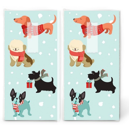 2x 10 Taschentücher Merry Dogs - Hunde im Winter