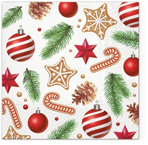 20 Servietten Sweet Holidays - Dekorative Weihnachtselemente 33x33cm