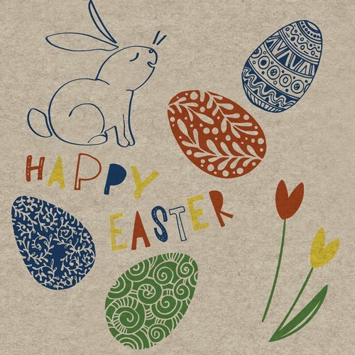25 napkins sustainable Hoppy Easter Time - Happy Easter time 33x33cm