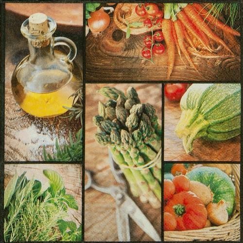 20 Servietten Fresh Vegetables - Collage vom Gemüse 33x33cm