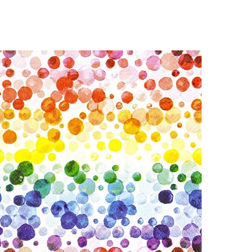 20 kleine Cocktailservietten Colourful Dots - Punkte in Regenbogenfarben 25x25cm