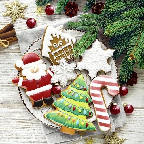 20 Servietten Colorful Cookies - Zuckersüße Weihnachtsplätzchen 33x33cm