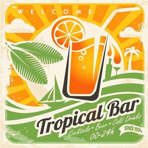20 cocktail napkins Tropical Bar - drinks bar 24x24cm