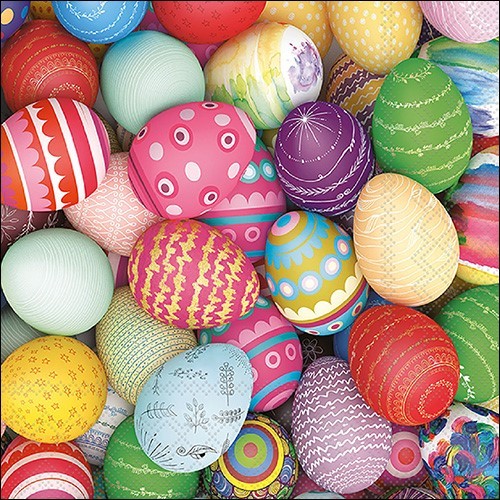 RP 20 Servietten Colourful Eggs - Ostereier in kunterbunten Farben 33x33cm