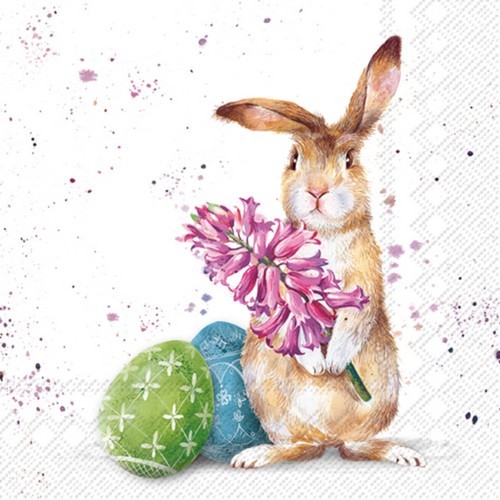 20 napkins Splash Bunny - Bunny with hyacinth 33x33cm