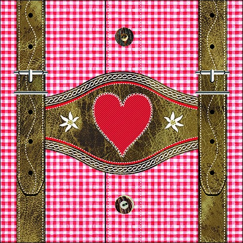 20 Servietten Lederhosen red - Lederhosen und Hemd rot 33x33cm