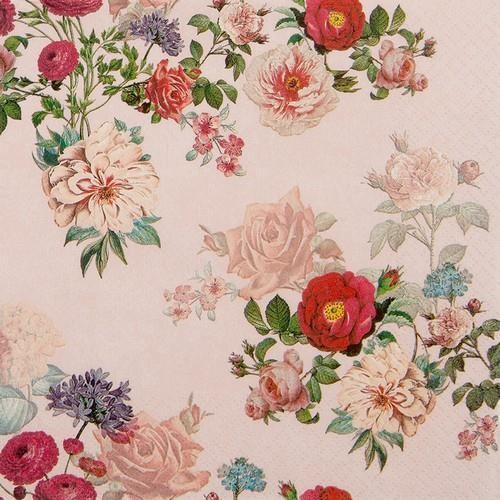 20 Servietten Elisabeth rose - Vintage Blumen-Komposition rosa 33x33cm