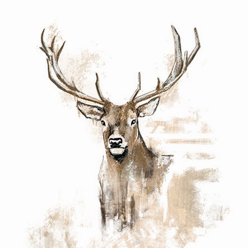 20 Servietten Antlers - Hirsch in gemalter Form 33x33cm