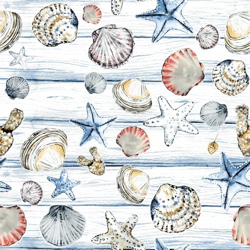 20 napkins Beach Shells - Beach shells on wood 33x33cm