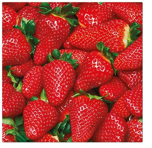 20 Servietten Raw Strawberries - Unzählige rote Erdbeeren 33x33cm
