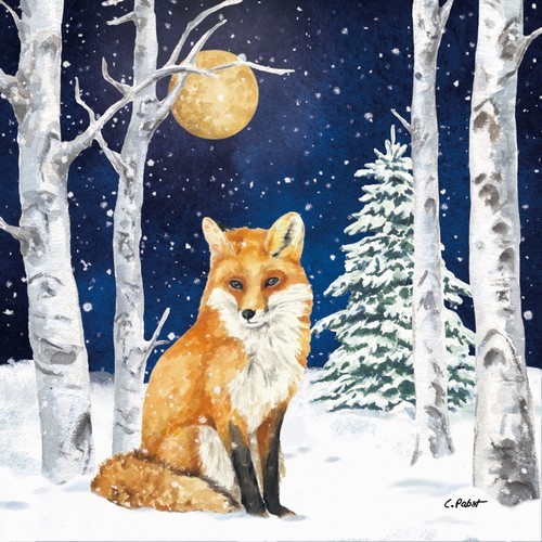 20 Servietten Winter Friend - Fuchs im Mondschein 33x33cm