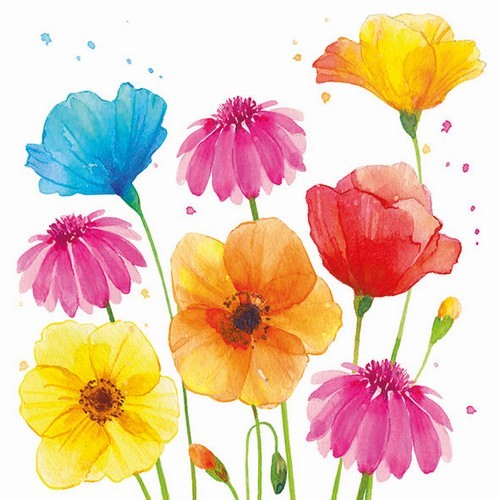 20 Servietten Colourful Summer Flowers - Blumen in prächtigen Farben 33x33cm