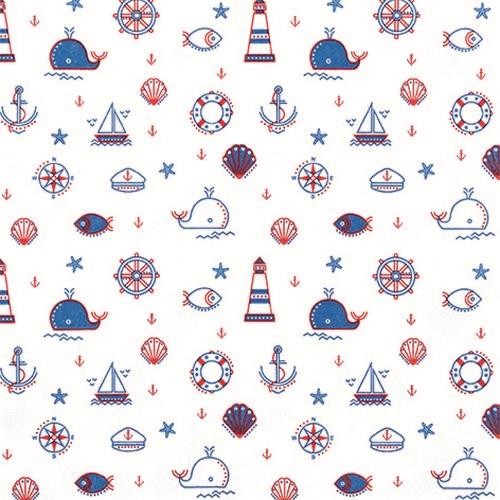 20 Servietten Nautical Pattern - Nautisches Muster 33x33cm