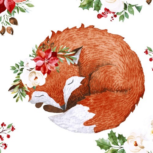 20 napkins Floral Fox - Sleeping fox 33x33cm