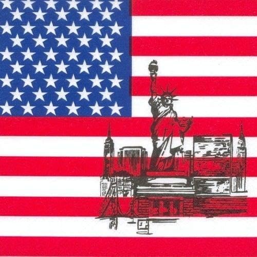 50 Servietten America - Freiheitsstatue auf amerikanischer Flagge 33x33cm