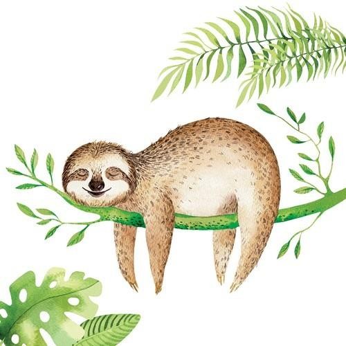 20 Servietten Cute Sloth - Süßes Faultier 33x33cm