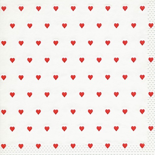 16 napkins embossed Moments Petits coeurs red - Small hearts red 33x33cm