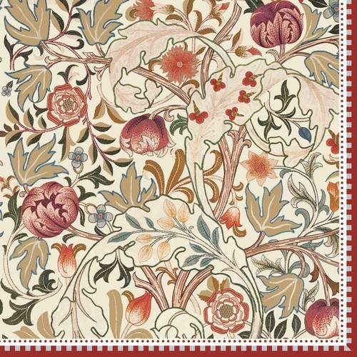 20 Servietten William Morris natural - Künstlerische Blüten und Blätter 33x33cm