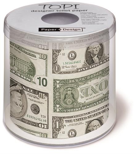 Toilet paper roll printed dollar