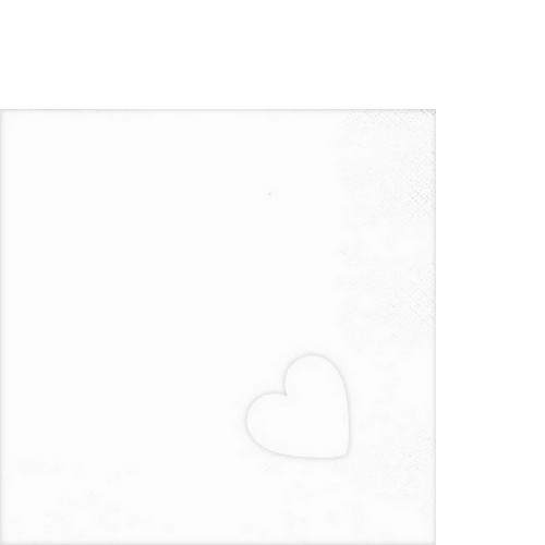 20 cocktail napkins Punched Heart Perl Effect white - white with punched heart 25x25cm