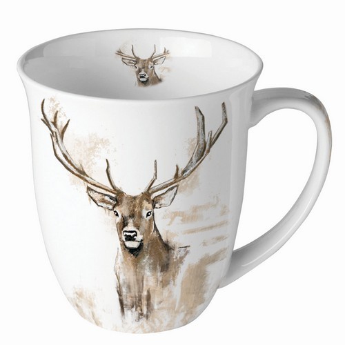 Tasse aus Porzellan Antlers - Hirsch in gemalter Form 0,4L, Höhe 10,5cm