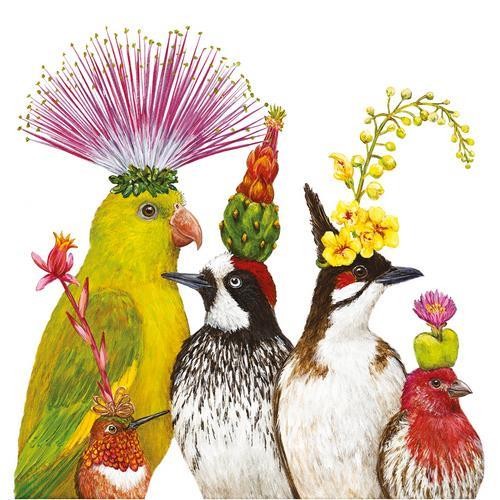 20 Servietten The Entourage - Vögel mit exotischem Kopfschmuck 33x33cm